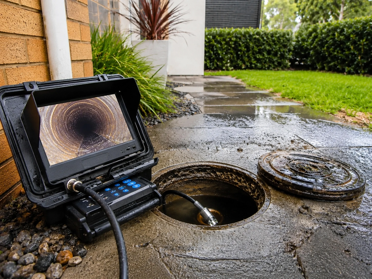 CCTV camera inspection of a blocked drain in Epping, Sydney