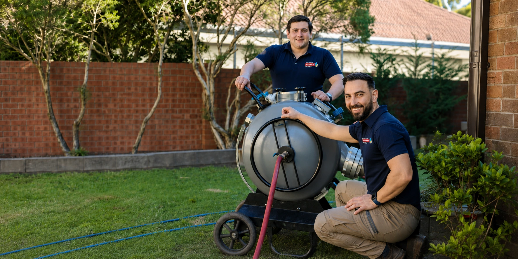 Epping Plumber team clearing a blocked drain with a drain jetting machine